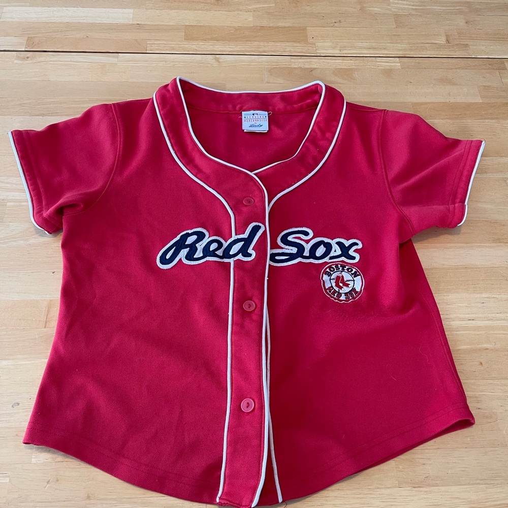 Majestic Red Boston Red Sox Button-Front Jersey Top